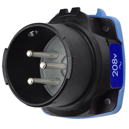 Meltric DXN30 INLET POLY BLACK SIZE 2 IP 66/67 2P+G 30 A 208 VAC 60 Hz NO AUX 22-38162