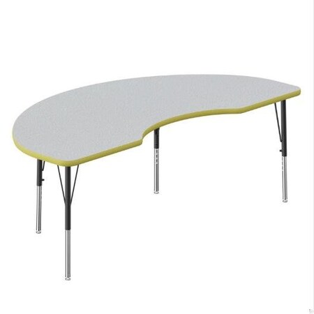 Correll Kidney TFL Activity Table, 72 in W, 36 in L, 19 in to 29 in H, Particleboard, Gray Granite A3672TF-KID-15-09-38
