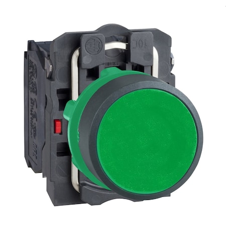 Schneider Electric Push Button Operator, 22 mm, 1NO/1NC, Green XB5AA35