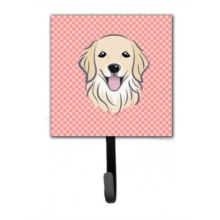 Carolines Treasures Checkerboard Pink Golden Retriever Leash and Key Holder BB1205SH4