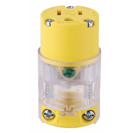 Eaton Wiring Devices Straight Blade Connector, 5-15R, 15 A, 125V AC, 2 Pole, 3 Wire, Screw Terminals, Yellow 515CLTY-F