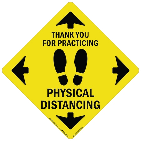 Signmission Thank You For Practicing Safe Distance Non-Slip Floor Graphic, 16in Vinyl, 16" x 16", 2-X-16-99975 FD-2-X-16-99975