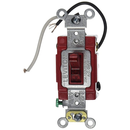 Leviton Toggle Switch, 20 Amp, 120 Volt, Red 1223-PLR
