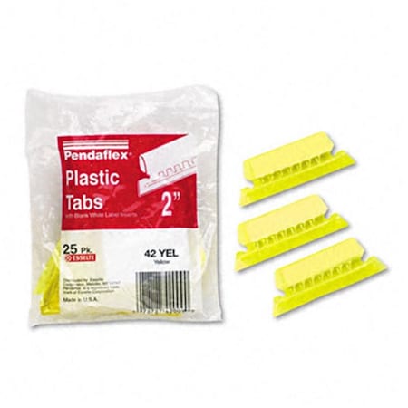 Pendaflex Hanging File Folder Tabs- 1/5 Tab- 2 in- Yellow Tab/White Insert- 25/Pack PE31834