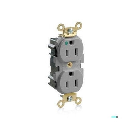 Leviton Straight Blade Receptacle, 5-15R, 15 A, 125V AC, Self-Grounded MRI15-GY