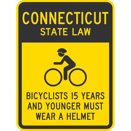 Lyle Bicyclists 15 Years And Younger Must Wear A Helmet (Cyc, 18x24, High Intensity Prismatic, Yellow G-10776-HI_18x24