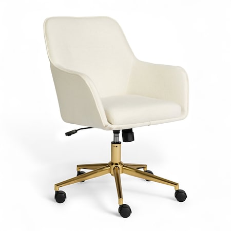 Martha Stewart Rayna Upholstered Office Chair in Off White/Polished Brass CH-220921-6-CR-GLD-MS