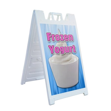 Signmission Frozen Yogurt, A-Frame & 2 Decals Installed, Heavy-Duty Plastic Frame SBHD-D-2436-Frozen Yogurt