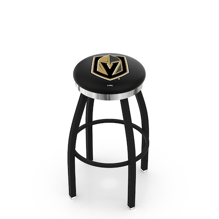 Holland Bar Stool Co 36" Blk Wrinkle Vegas Golden Knights Swivel Bar Stool, Chrome Ring L8B2C36LVGdKn