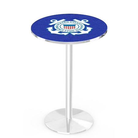 Holland Bar Stool Co 42" Chrome U.S. Coast Guard Pub Table, 36" dia. Top L214C4236CstGrd