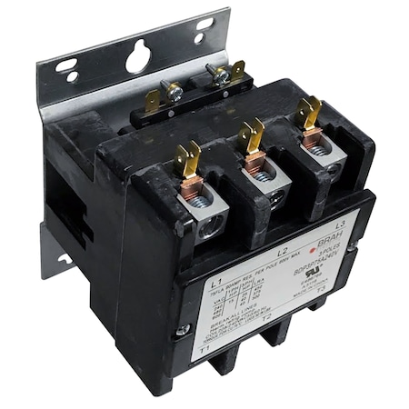 Brah Electric Definite Purpose Contactor, 208/240 V, 3 P, Non-Reversing, 3 Phase, Box Lug BDP3P75A240V