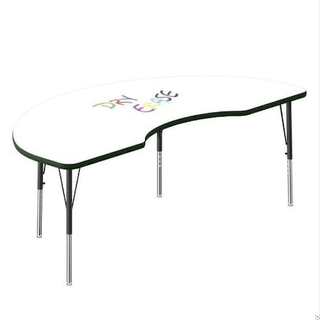Correll Kidney Dry Erase Activity Table, 72 in W, 36 in L, 19 in to 29 in H, Particleboard, Frosty White A3672DE-KID-80-09-39