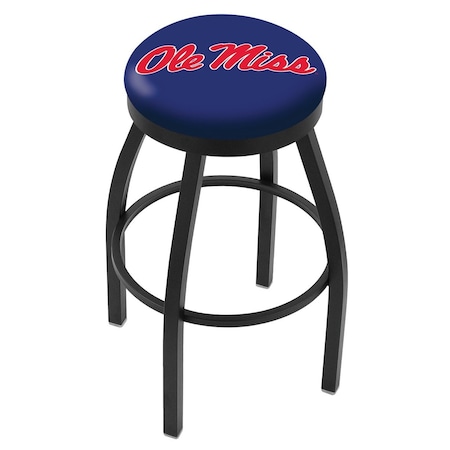 Holland Bar Stool Co 36" Blk Wrinkle Ole' Miss Swivel Bar Stool, Accent Ring L8B2B36MssppU