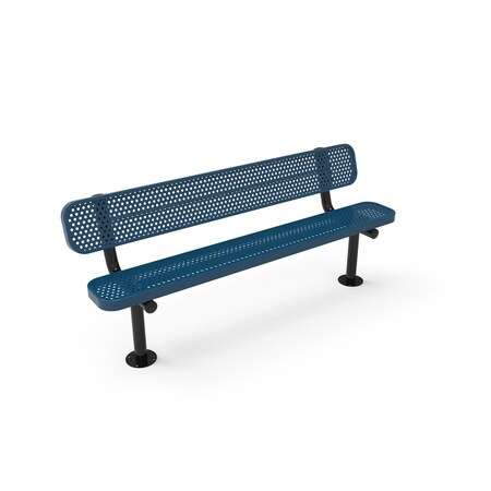 Mytcoat 6ft Outdoor Bench with Back, Surface Mount, Light Blue, Punched Steel, Textured Coating 804215