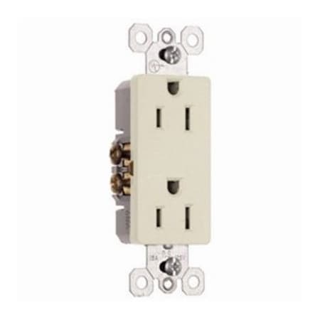 Pass & Seymour Straight Blade Receptacle, 5-15R, 15 A, 125V AC, 2 Pole, 3 Wire, Grounded 885LACP8