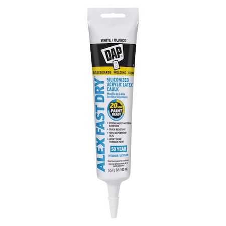 Dap Acrylic Latex Caulk Plus Silicone 5.5 FL OZ White 7079818408