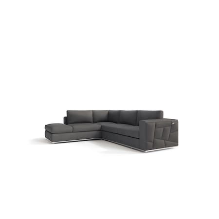 Homeroots Dark Gray Italian Leather L Shaped Two Piece Corner Sectional 482252