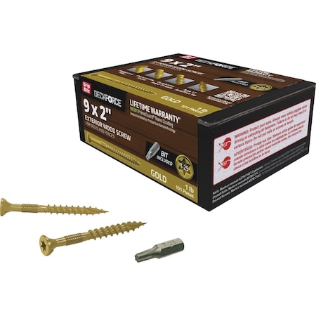 Grip-Rite DeckForce PrimeGuard Nano No, 9 x 2'' Star Drive Gold Screw, 1 Lb. GRDF2STGD1