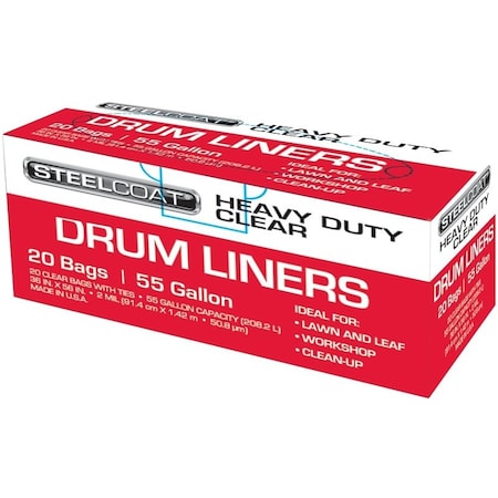 Petoskey Plastics Drum Liner, 55 gal, Clear FG-P9934-10A
