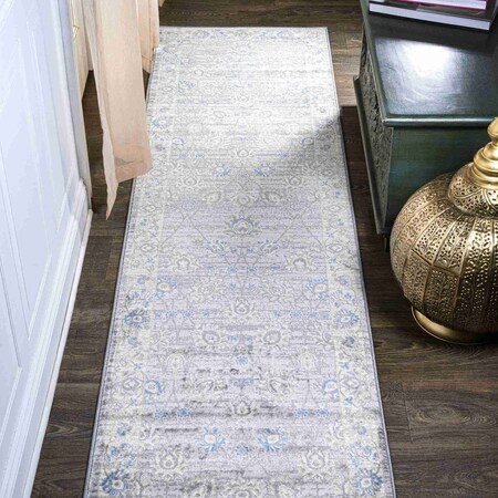 Jonathan Y Modern Persian Vintage Moroccan Traditional Gray/Blue 2 ft. x 8 ft. Runner Rug MDP101G-28
