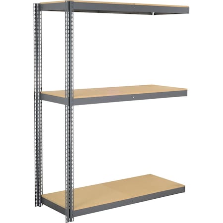 Global Industrial 3 Shelf, Heavy Duty Boltless Shelving, Add On, 60"W x 36"D x 96"H, Wood Deck B3152893