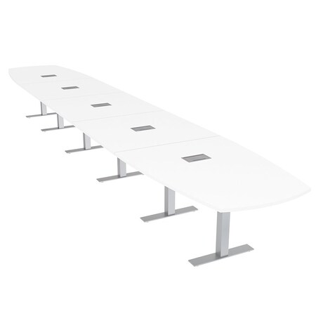 Skutchi Designs Arc Boat Conference Table With Power, 48 in W, 264 in L HAR-ABOT-48X264-T-W960-ESIL