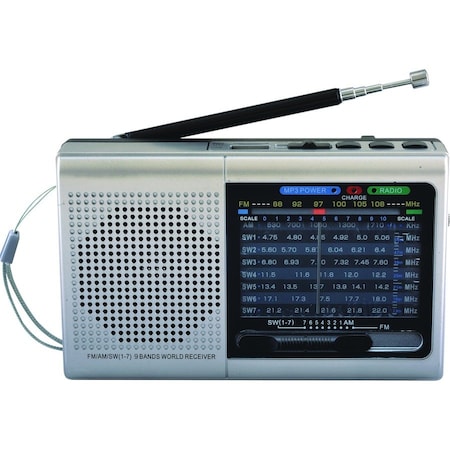 Super Sonic Supersonic 9 Band Bluetooth, Micro SD Card & USB, Silver SC-1080BT- SLV