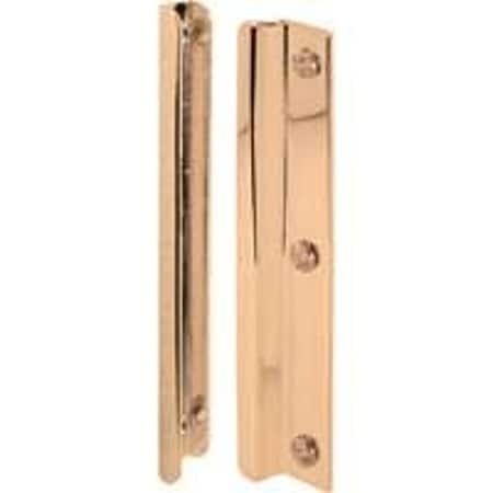 Defender Security Entry Door Latch Shield, 6 in L, Steel, Brass U 9512