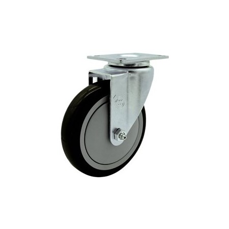 Service Caster 5 Inch SS Black Polyurethane Wheel Swivel Top Plate Caster SCC-SS20S514-PPUB-BLK