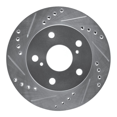 Dynamic Friction Co DFC Brake Rotor - Drilled and Slotted - Silver 631-76108L
