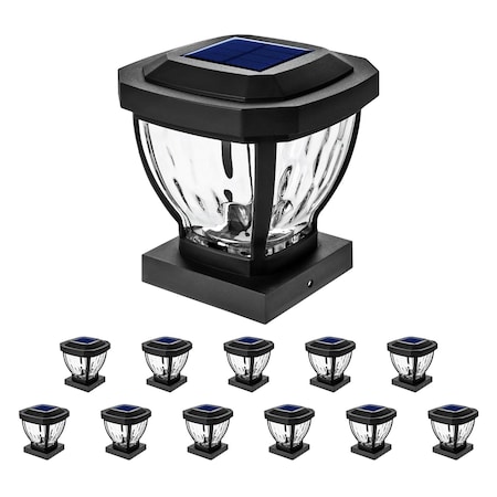 Home Zone Security Decorative LED Solar Post Cap Lights for 3.5'' x 3.5'' Posts, Black, 12PK ELI1582V