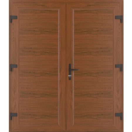 Vdomdoors Front Exterior Prehung Metal-Plastic Double Doors / MANUX 8111 Walnut / Office Commercial and Resid MANUX8111DEXD-WLN-LH-W72xH80