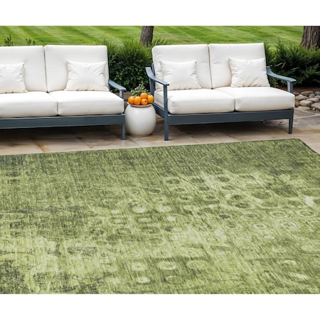Homeroots 10' X 14' Olive Green Ikat Washable Indoor Outdoor Area Rug 576994