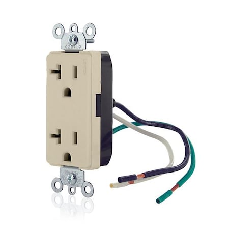 Leviton Leaded Dup Rec 20A 125V Self-Gr Ivo 16352-CI