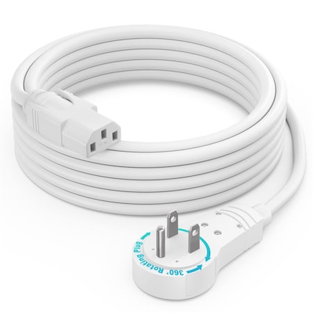 Maximm 10ft 16AWG Flat Plug Computer Monitor Power Cord NEMA 5-15P to IEC13 UL, Black ADW-360-C13R10-16W0