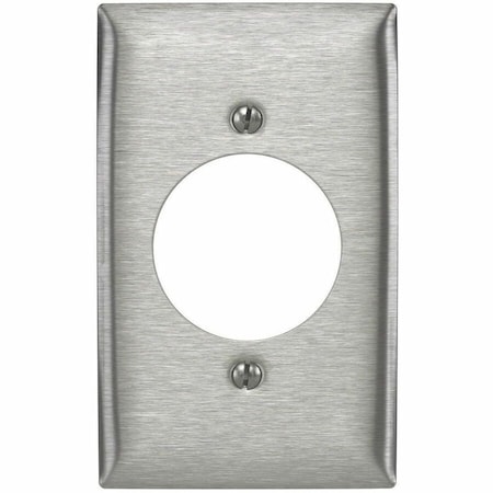 Hubbell Wiring Device-Kellems Single Receptacle Wall Plates, Number of Gangs: 1 Stainless Steel, Brushed Finish, Silver SS725