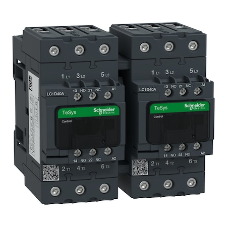 Schneider Electric IEC Magnetic Contactor, 1NC/1NO, 110V AC, 3 P, Reversing, Screw Clamp LC2D40AF7