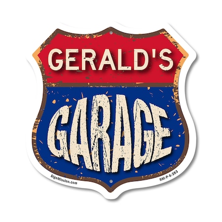 Signmission Gerald's Garage, 6 Inch X 6 Inch, Plastic Sign SHI-P-6-383-GERALD