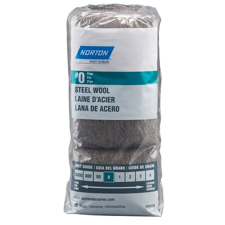 Norton Co #0 68115 Steel Wool Pads, Fine, 12-Pack 68114