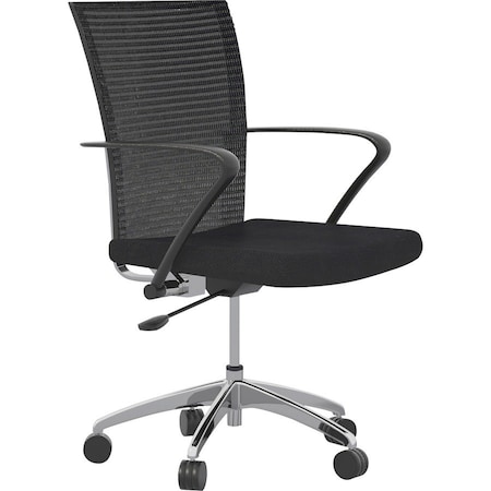 Mayline Fabric Task Chair, 18-1/2" to 22-1/4", Integrated Arms, Black TSH3BB