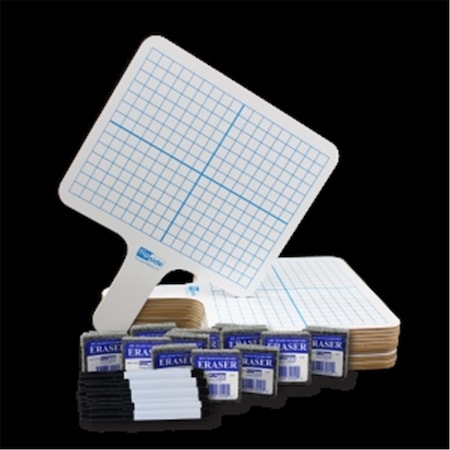 Paperperfect Rectangular Graph Double Sided Dry Erase Answer Paddle Plus Pens Plus Erasers, 12PK PA769426