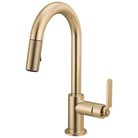 Brizo Litze Pull-Down Prep Faucet with Arc Spout, Industrial Handle Luxe Gold 63944LF-GL