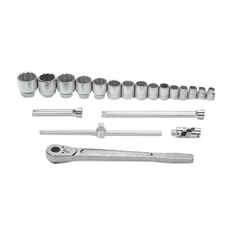 Williams Socket/Tool Set, 3/4" D, 12Pt, 20pcs., Met, JHWMSH-20 JHWMSH-20