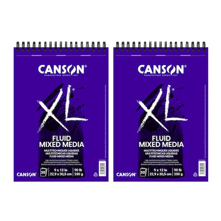 Canson XL Series Mixed Media Pad, Top Wire Binding, 30 Sheet, 9x12 inch, 2PK C31078A031