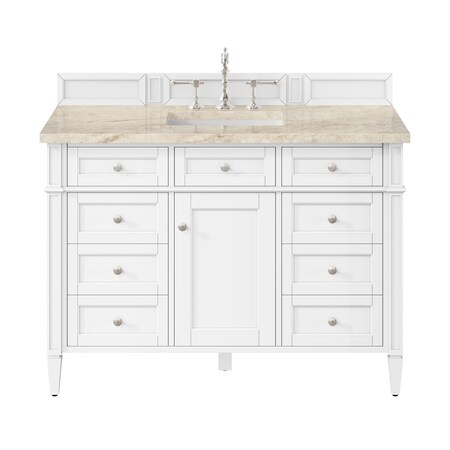 James Martin Vanities Brittany 48" Single Vanity in Bright White, w/ 3 CM Tajnar Eclos Top 655-V48-BW-3TJR