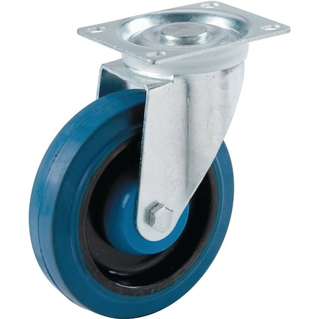 Shepherd Hardware Swivel Caster, 4 in Dia Wheel, 1 in W Wheel, Rubber Wheel, Blue, 265 lb 9260