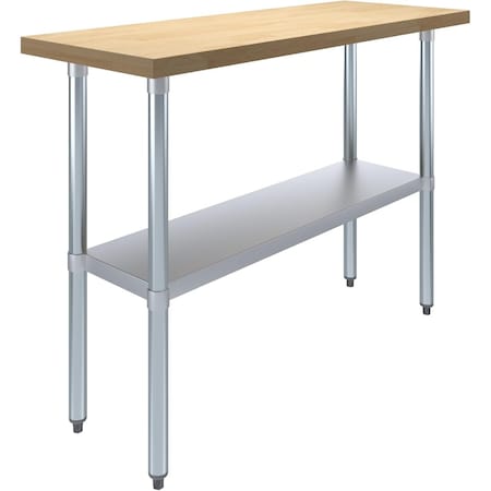 Amgood 18 in. x 48 in. Maple Wood Top Work Table with Adjustable Undershelf MWWT-1848-Z