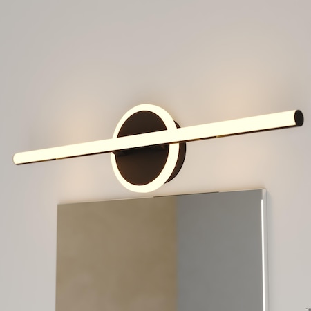 Vaxcel Whittier 23.75 in. Integrated LED Black Bathroom Vanity Wall Light with Night Light W0491