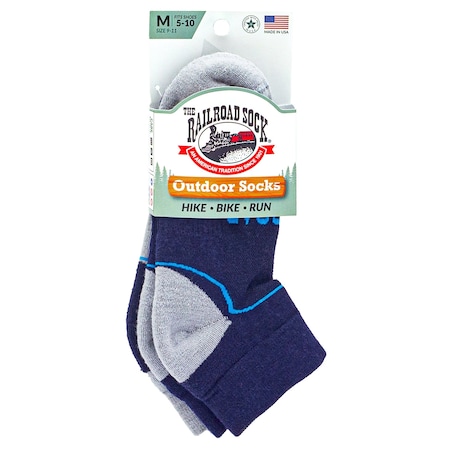 Railroad Sock Unisex Outdoor Quarter Socks, Wool/Nylon/Spandex, Grey/Blue, 5-10 W; 4-7.5 M, 2 PK OD291QUBL