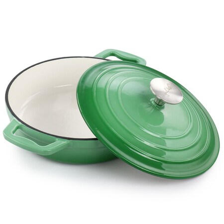 Megachef 2 Quart Round Enameled Cast Iron Braiser Pan in Green MG-BRS22G